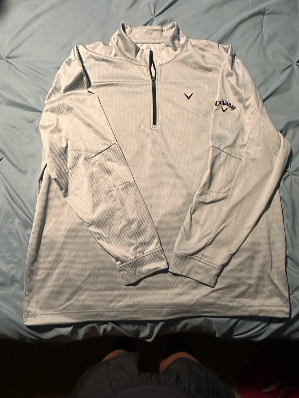 Callaway Men’s Light Gray Waffle Knit Half-Zip Sweater 2XLT